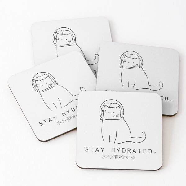 Item preview, "Stay Hydrated" Cute Japanese Minimalist/Simple Cat designed and sold by Neroaida.