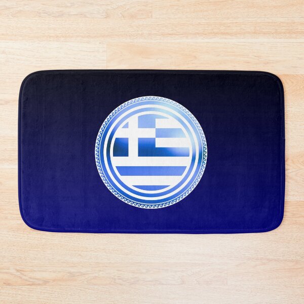 Item preview, Ellas Greece Flag round metallic blue  designed and sold by Yiorgos Designs.