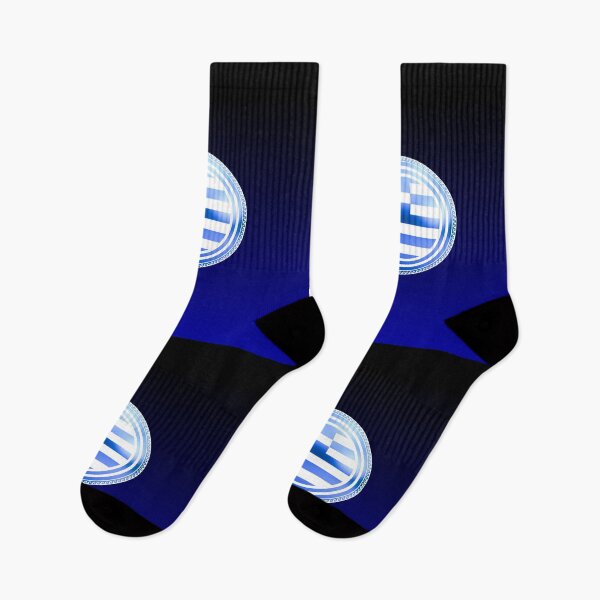 Item preview, Ellas Greece Flag round metallic blue  designed and sold by Yiorgos Designs.