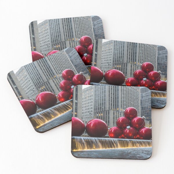 Item preview, A Christmas Card from New York City - a 5th Avenue Fountain with Giant Red Balls designed and sold by Georgia Mizuleva.