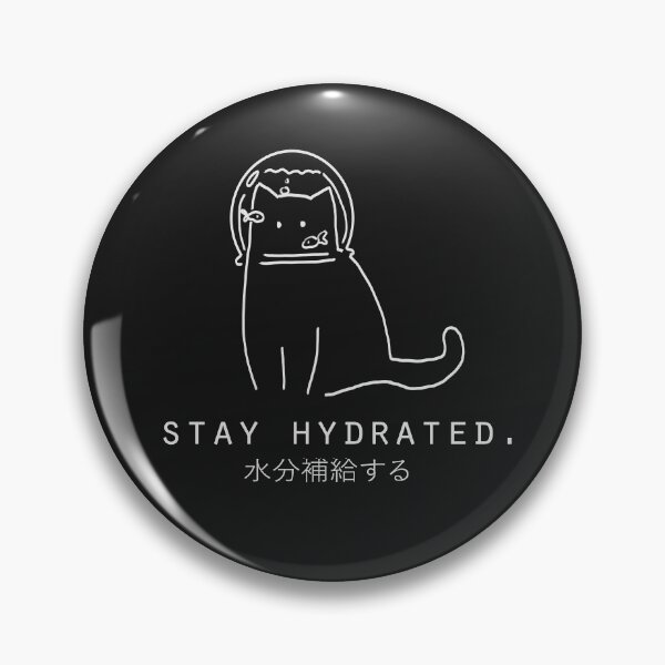 Item preview, "Stay Hydrated" Cute Japanese Minimalist/Simple Cat (Black) designed and sold by Neroaida.