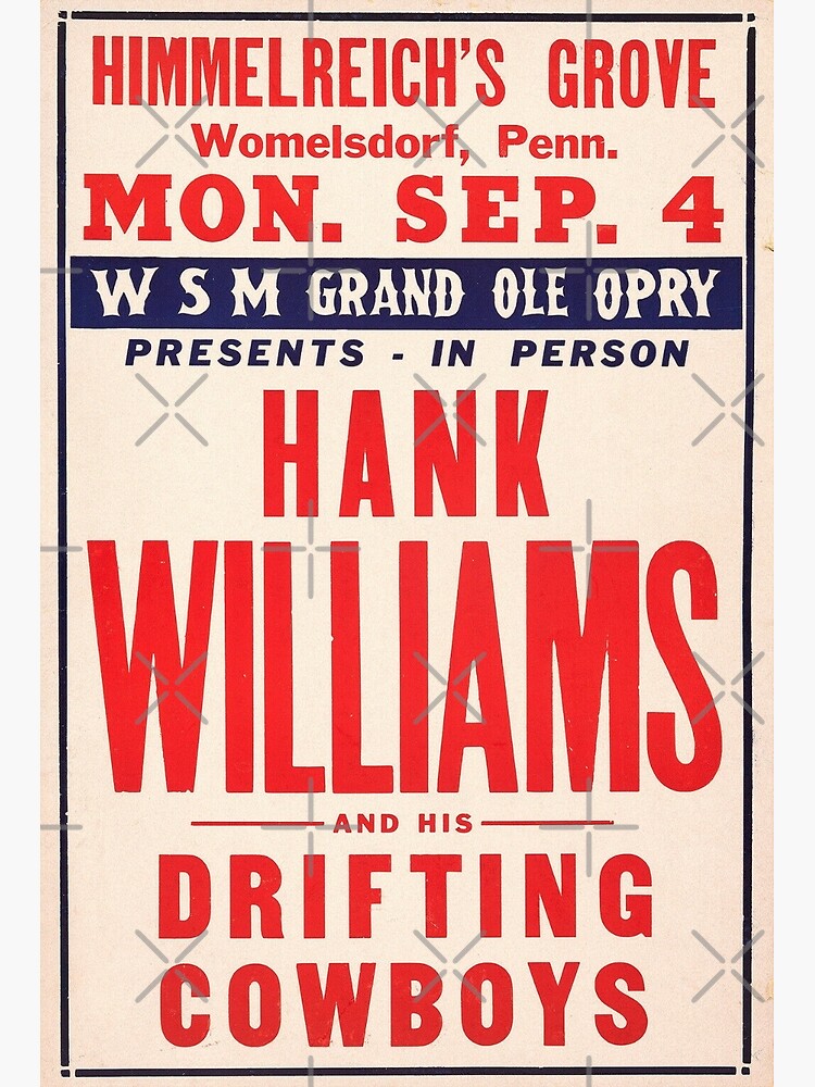 "Vintage Hank Williams & His Drifting Cowboys Concert Poster" Poster By ...