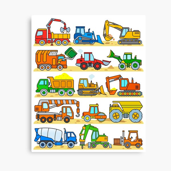 Set Tractors And Excavators Hand Drawn Cartoon Vector Image | atelier ...