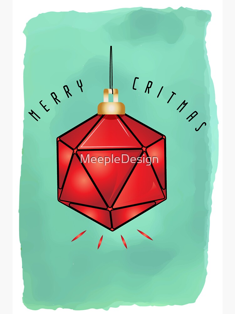 "Dungeons & Dragons Merry Critmas D20 Christmas Ornament DnD Dice
