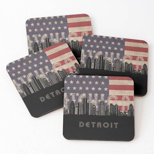 Item preview, detroit skyline flag designed and sold by BekimART2.