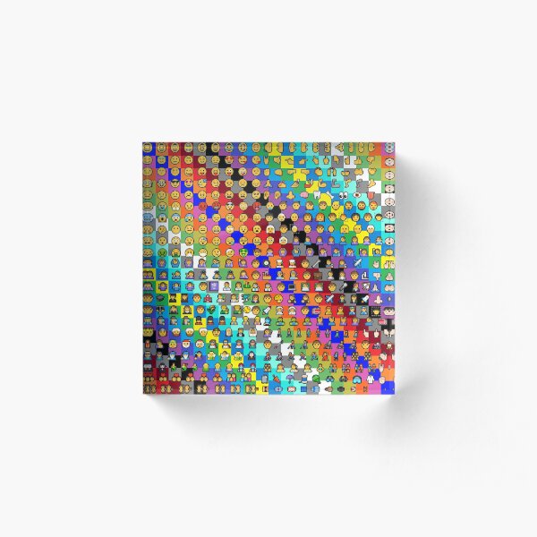 Emojis on Background of Colored Squares. Смайлики на фоне цветных квадратов Acrylic Block