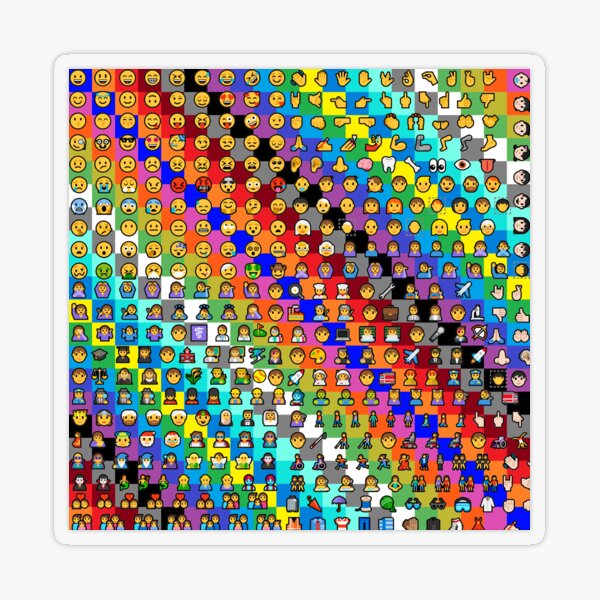 Emojis on Background of Colored Squares. Смайлики на фоне цветных квадратов Transparent Sticker