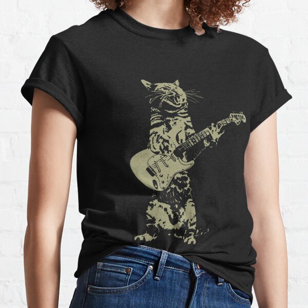 Cat Playing Acoustic Guitar Cool Musician Guitarist Classic T-Shirt