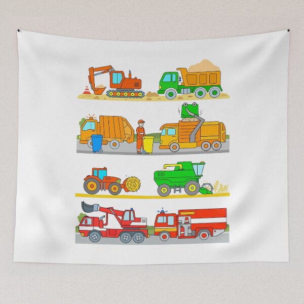 Item preview, Kids Cars Trucks Vehicles like Firetruck Tractor Garbage Truck Excavator designed and sold by samshirts.