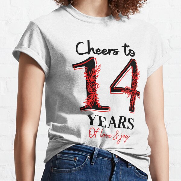 Saludos a los 14 años - 14 ° aniversario de bodas Camiseta clásica
