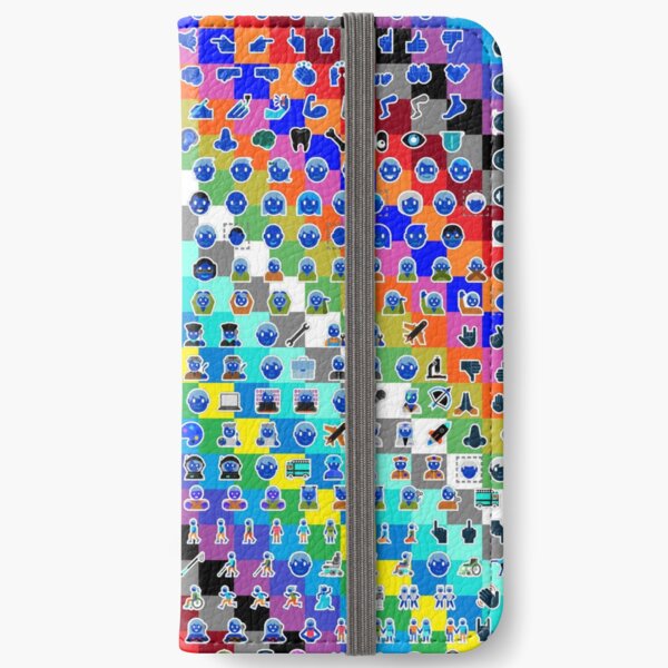Emojis on Background of Colored Squares. Смайлики на фоне цветных квадратов iPhone Wallet