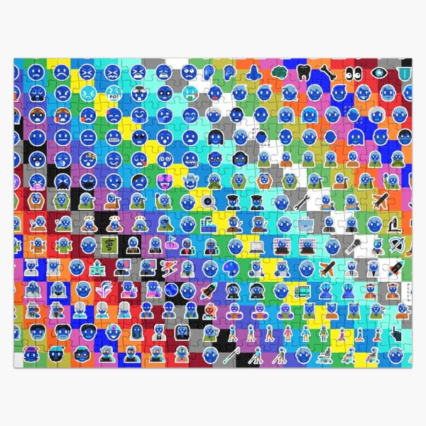 Emojis on Background of Colored Squares. Смайлики на фоне цветных квадратов Jigsaw Puzzle