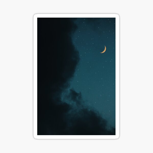 Starry night sky and a yellow moon Sticker