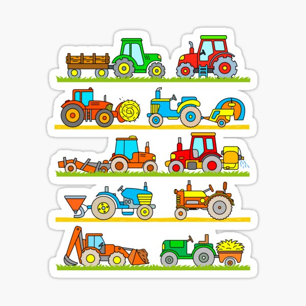 10 Tractors for Kids Toddlers Boy Girl Sticker