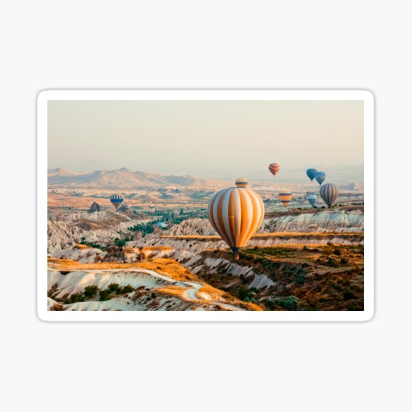 Flying hot air balloon over the Cappadocia Sticker