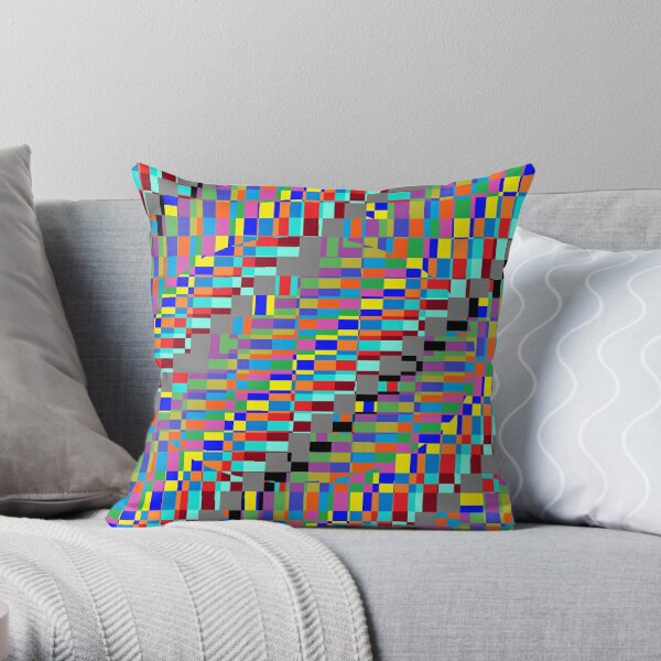 Trippy Colored Squares Throw Pillow