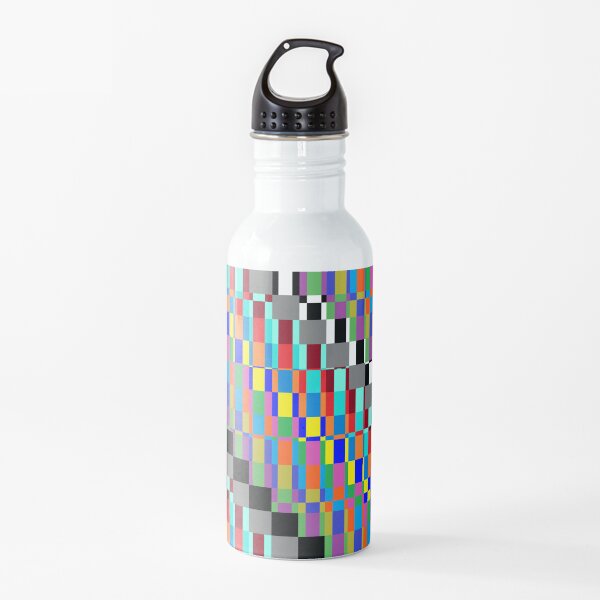 Horizontal Trippy Colored Squares Water Bottle