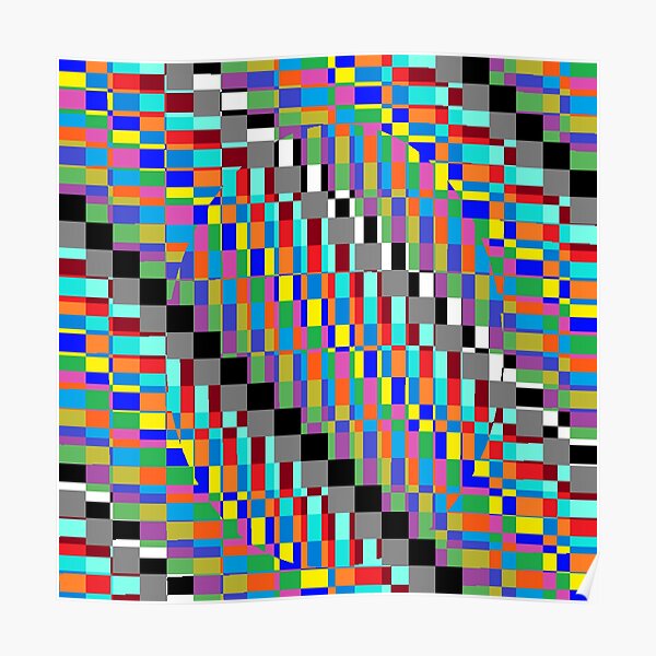 Horizontal Trippy Colored Squares Poster