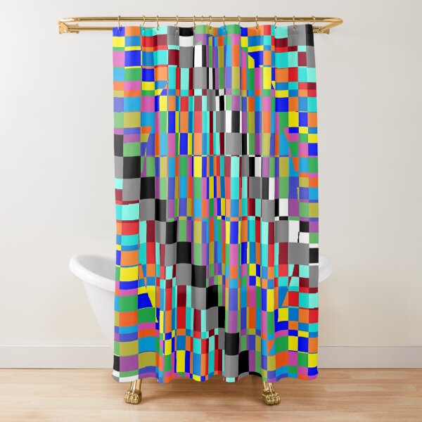 Horizontal Trippy Colored Squares Shower Curtain