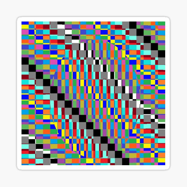 Horizontal Trippy Colored Squares Sticker