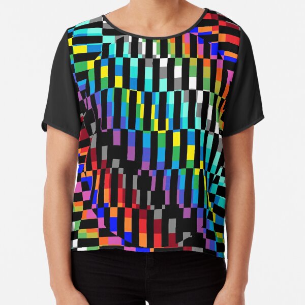 Trippy Colored Squares Chiffon Top