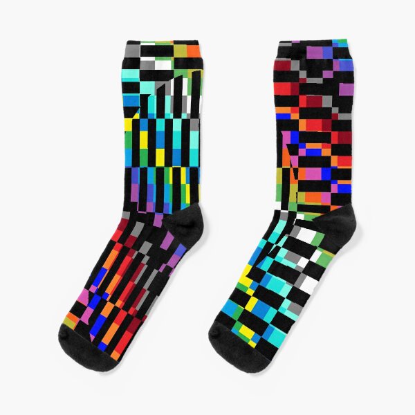 Trippy Colored Squares Socks