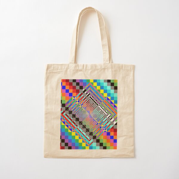 Trippy Colored Squares Cotton Tote Bag
