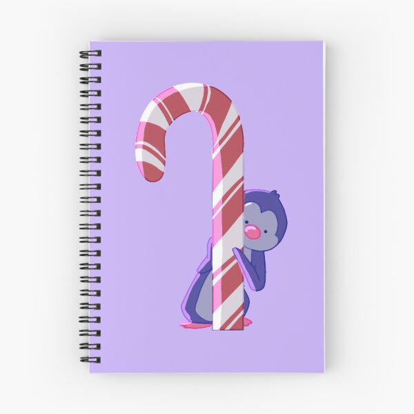Item preview, penguin hiding behind a candy cane designed and sold by rainetherabbit.