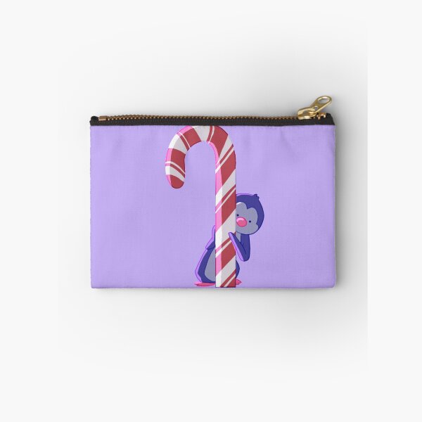 Item preview, penguin hiding behind a candy cane designed and sold by rainetherabbit.