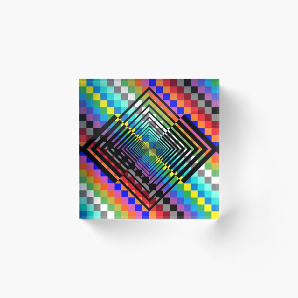 Trippy Colored Squares Acrylic Block