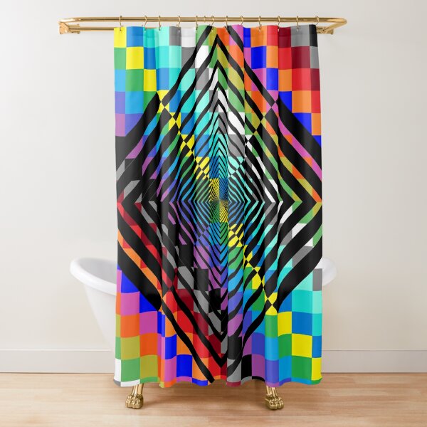 Trippy Colored Squares Shower Curtain