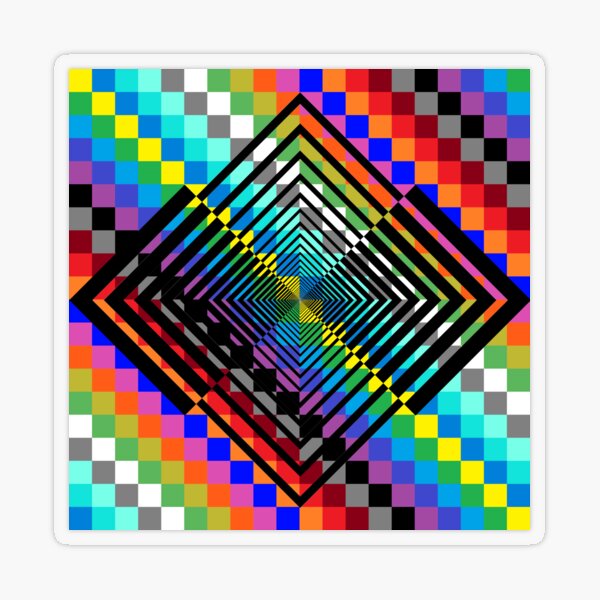 Trippy Colored Squares Transparent Sticker
