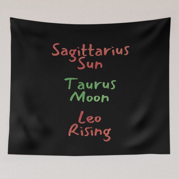 Item preview, Sagittarius Sun Taurus Moon Leo Rising Text designed and sold by leomooncreates.