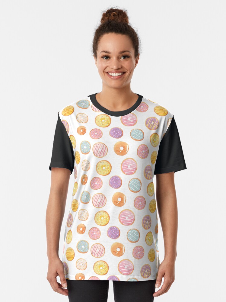 Alternate view of Watercolor Donuts - Rainbow Pastel Graphic T-Shirt