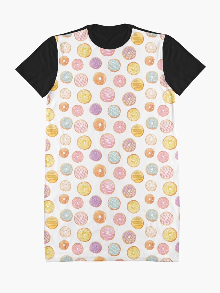 Alternate view of Watercolor Donuts - Rainbow Pastel Graphic T-Shirt Dress