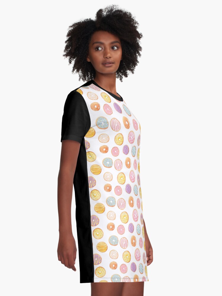 Alternate view of Watercolor Donuts - Rainbow Pastel Graphic T-Shirt Dress