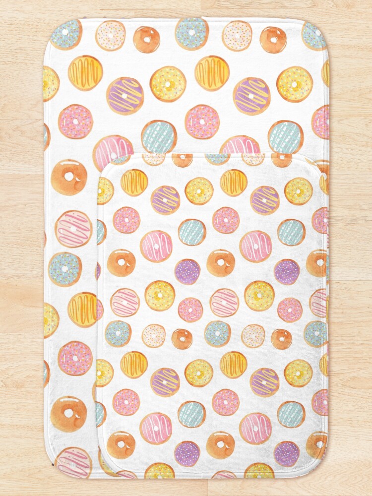 Alternate view of Watercolor Donuts - Rainbow Pastel Bath Mat