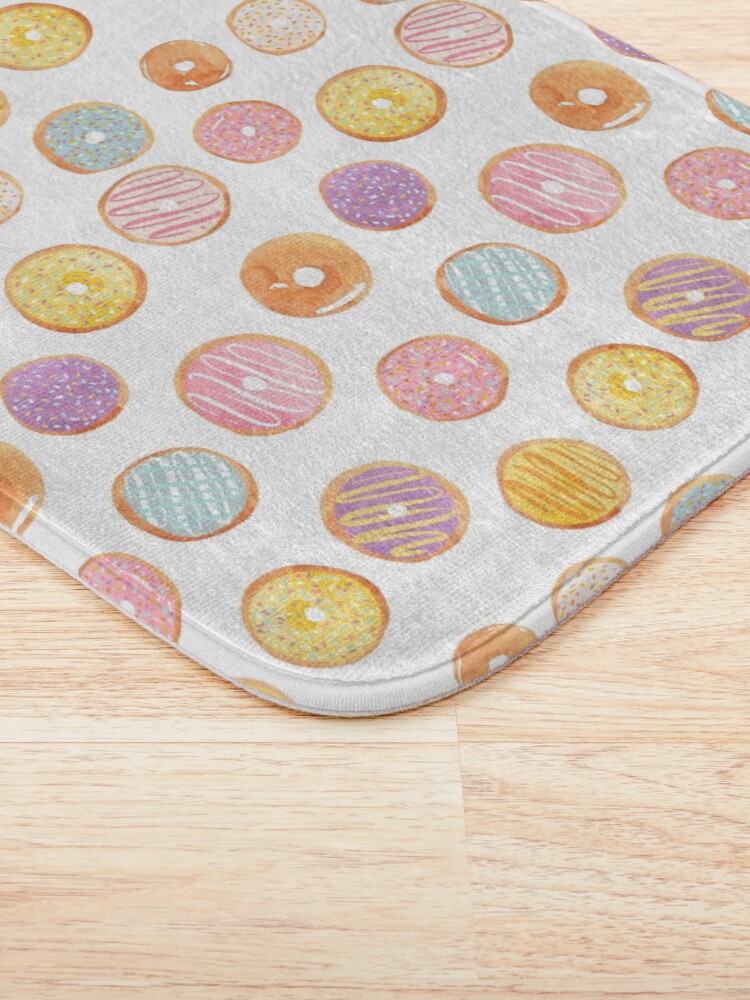 Alternate view of Watercolor Donuts - Rainbow Pastel Bath Mat