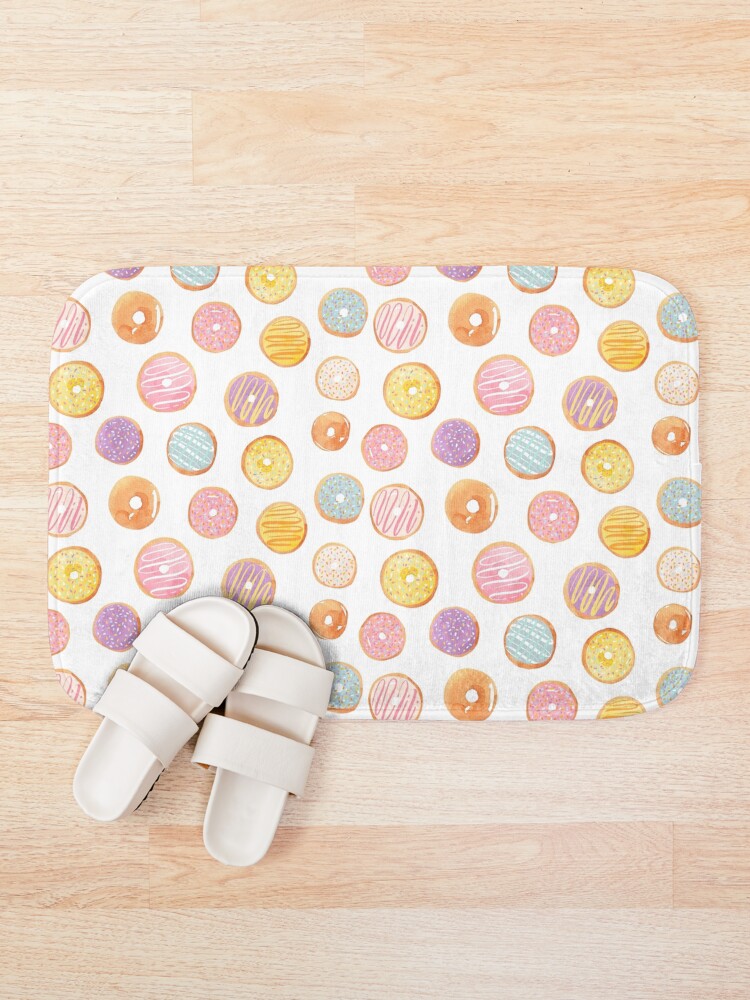 Alternate view of Watercolor Donuts - Rainbow Pastel Bath Mat