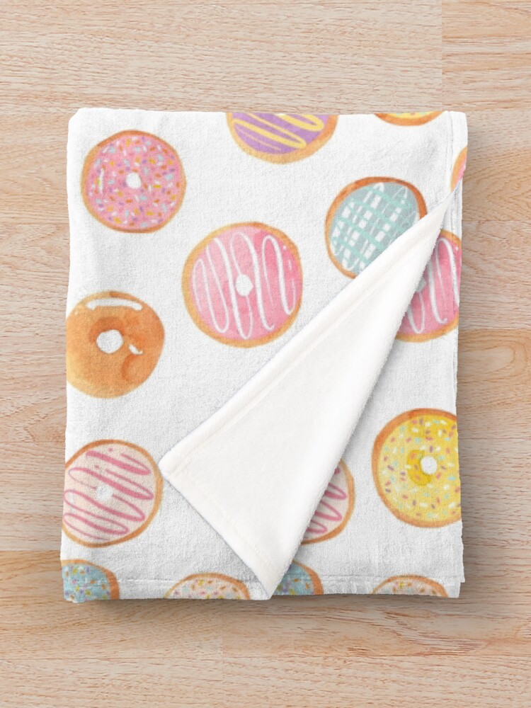 Alternate view of Watercolor Donuts - Rainbow Pastel Throw Blanket