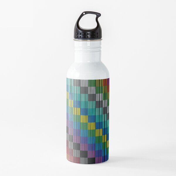 Vertical Trippy Colored Squares Water Bottle