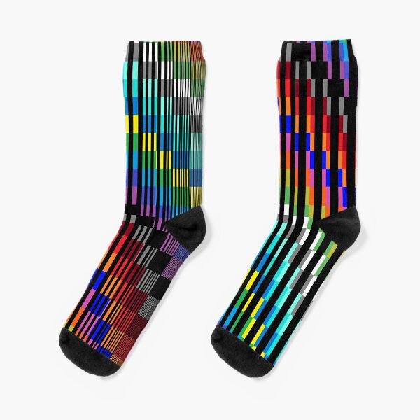 Vertical Trippy Colored Squares Socks