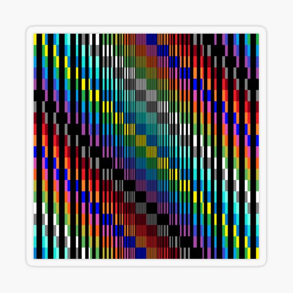Vertical Trippy Colored Squares Transparent Sticker
