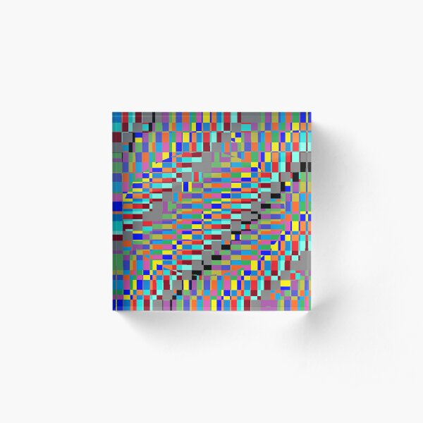 Trippy Vertical Colored Squares Acrylic Block