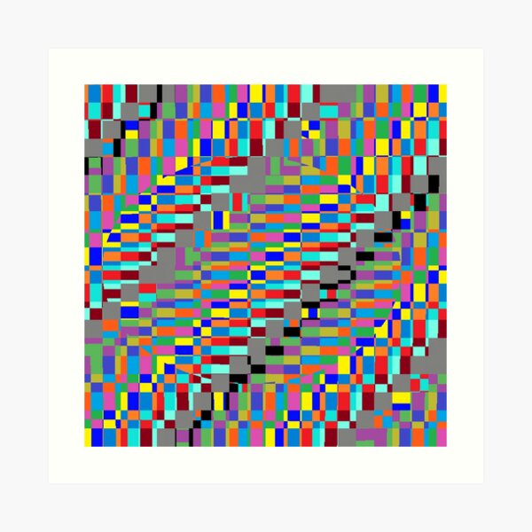Trippy Vertical Colored Squares Art Print