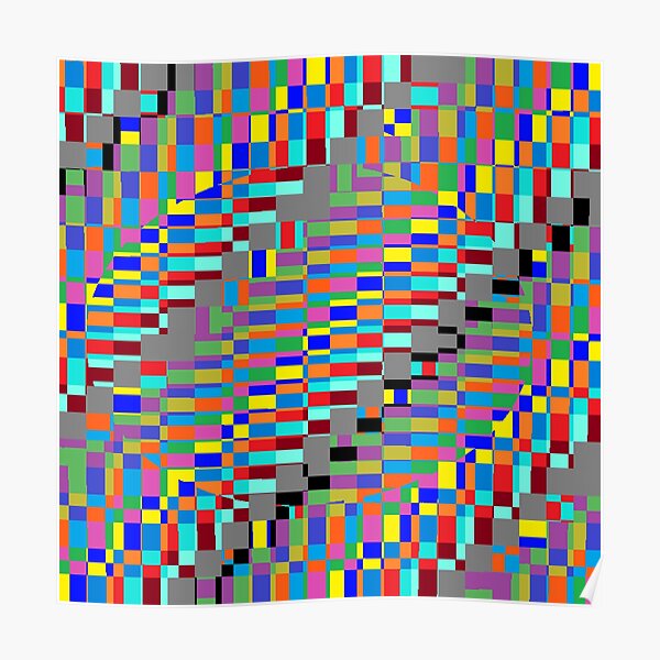 Trippy Vertical Colored Squares Poster