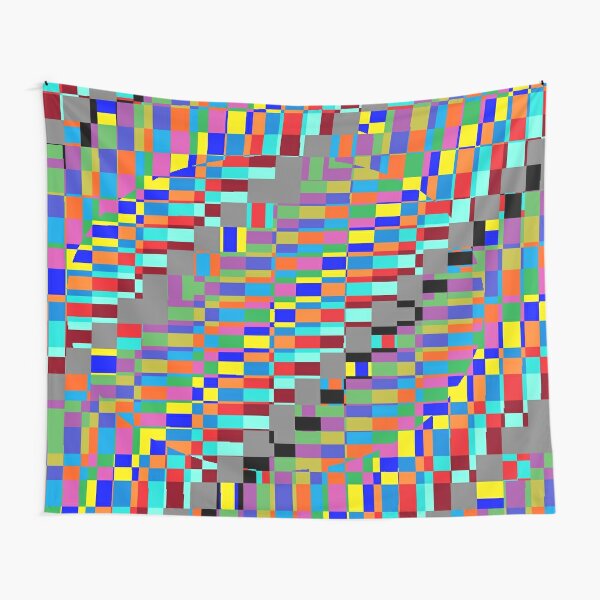 Trippy Vertical Colored Squares Tapestry