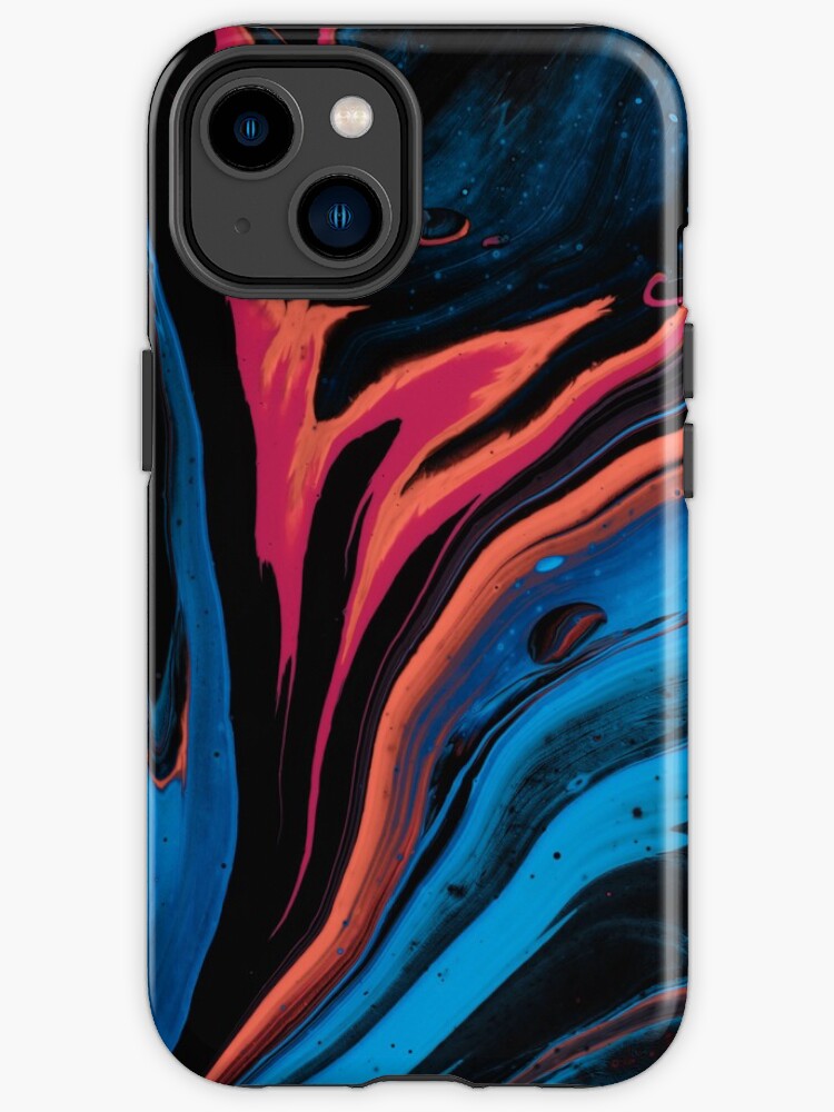 Thumbnail 1 of 4, iPhone Case, Abstarct marbling red and blue art design designed and sold by Butterfly-Dream.