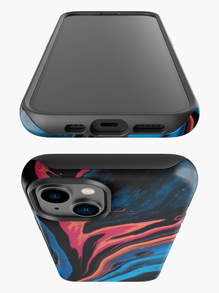 Thumbnail 3 of 4, iPhone Case, Abstarct marbling red and blue art design designed and sold by Butterfly-Dream.