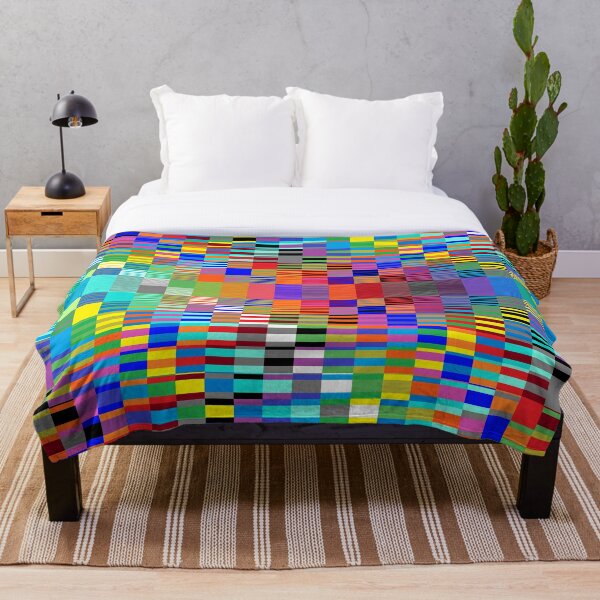 Trippy Vertical Colored Squares Throw Blanket